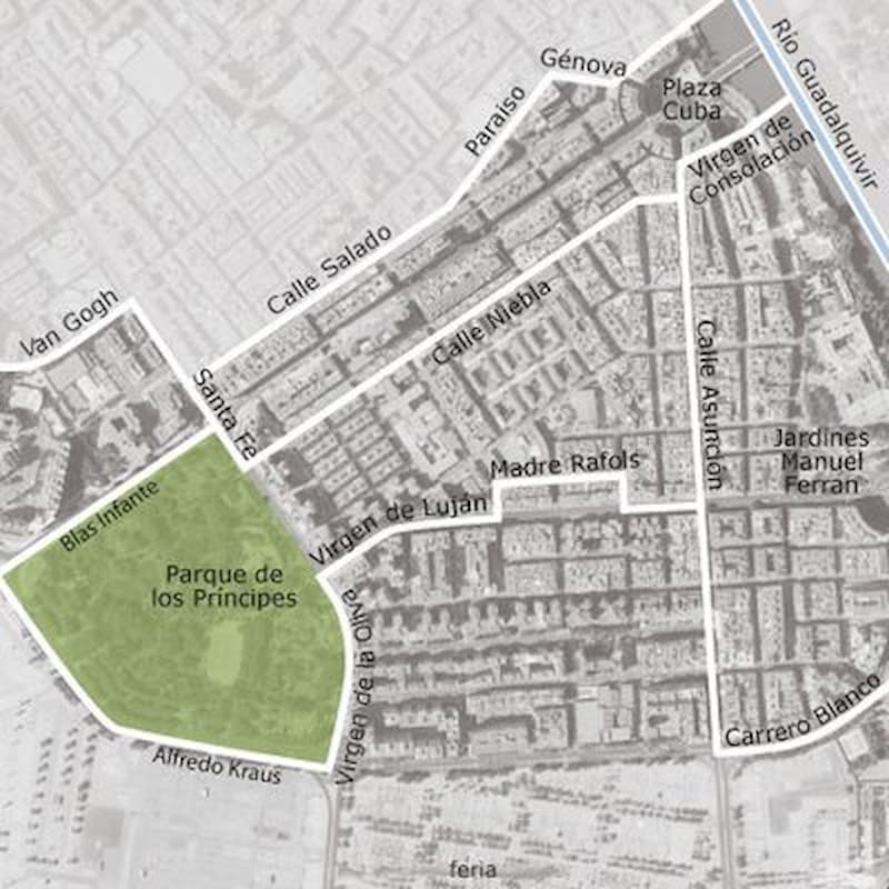 Mapa del barrio Los Remedios, Sevilla